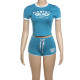 Pre Order: About 7 work days shipping Letter Print T Shirt Shorts Suit YUEM-2025401