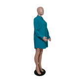 Plus Size Single Breasted Solid Color Cardigan Shirt QYXZ-9951