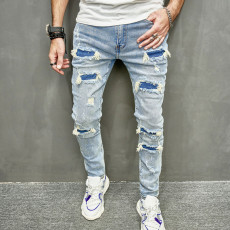 Men's Fashion Holes Slim Jeans GWBM-171