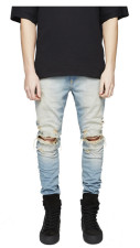 Men's Solid Color Casual Holes Jeans GWBM-K16