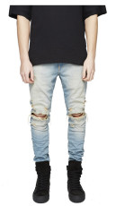 Men's Solid Color Casual Holes Jeans GWBM-K16