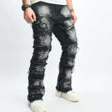 Men's Vintage Cat Whiskers Casual Straight Leg Jeans GWBM-4246