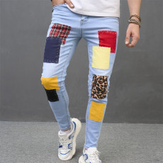 Men's Color Block Patchwork Skinny Jeans GWBM-639