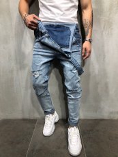 Men's Fashion Denim Slim Sling Jumpsuit GWBM-731