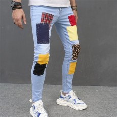 Men's Color Block Patchwork Skinny Jeans GWBM-639