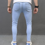 Men's Color Block Patchwork Skinny Jeans GWBM-639