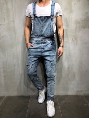 Men's Fashion Denim Slim Sling Jumpsuit GWBM-731