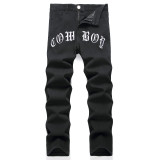 Men's Letter Print Loose Casual Jeans GWBM-3140