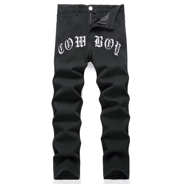 Men's Letter Print Loose Casual Jeans GWBM-3140