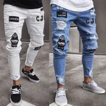 Men's Skinny Embroidered Holes Jeans GBBF-207