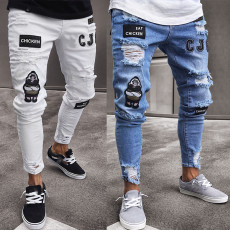 Men's Skinny Embroidered Holes Jeans GBBF-207