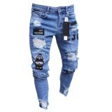 Men's Skinny Embroidered Holes Jeans GBBF-207
