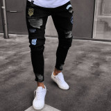 Men's Skinny Embroidered Holes Jeans GBBF-207
