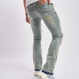 Men's Cat Whisker Fashion Loose Wide Leg Jeans GBBF-708