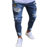 Men's Skinny Embroidered Holes Jeans GBBF-207
