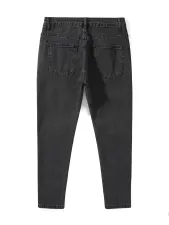 Men's Casual Washed Zipper Slim Jeans GBBF-9968