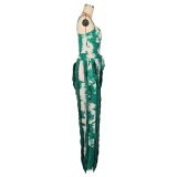 Sexy Print Sling Tank Tops Tassel Pants Suit AIL-310