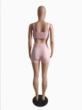 Solid Color Sexy Knits Sling Two Piece Shorts Set GCNF-0232