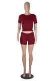 Solid Color Short Sleeve Tops Shorts Suit GXYF-0463
