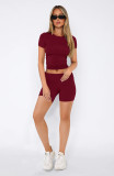 Solid Color Short Sleeve Tops Shorts Suit GXYF-0463