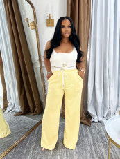 Sport Vest Drawstring Wide Leg Pants Suit SFY-693