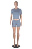 Solid Color Short Sleeve Tops Shorts Suit GXYF-0463
