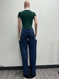 Irregular Hollow Out Hot Drill Jeans YMEF-52095