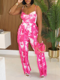 Sexy Print Sling Tank Tops Tassel Pants Suit AIL-310