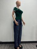 Irregular Hollow Out Hot Drill Jeans YMEF-52095
