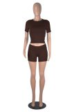Solid Color Short Sleeve Tops Shorts Suit GXYF-0463