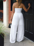 Solid Color Wrap Chest Wide Leg Jumpsuit AIL-312