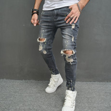 Men's Knee Holes Stretch Casual Pencil Jeans GBBF-1201