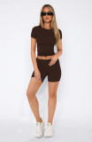 Solid Color Short Sleeve Tops Shorts Suit GXYF-0463