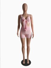 Solid Color Sexy Knits Sling Two Piece Shorts Set GCNF-0232