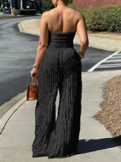 Solid Color Wrap Chest Wide Leg Jumpsuit AIL-312
