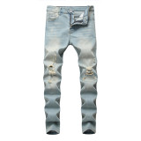 Men's Washed Holes Solid Jeans GBBF-116