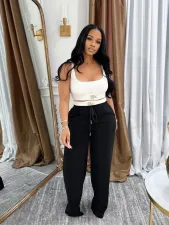 Sport Vest Drawstring Wide Leg Pants Suit SFY-693