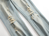Men's Washed Holes Solid Jeans GBBF-116