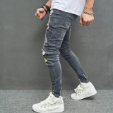 Men's Knee Holes Stretch Casual Pencil Jeans GBBF-1201