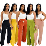 Loose Glossy High-waisted Wide-leg Pants SFY-694