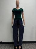 Irregular Hollow Out Hot Drill Jeans YMEF-52095