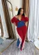 Color Block Zipper Sport Two Piece Pants Set TE-4736