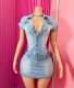 Fashion Denim Short Sleeve Mini Dress MEM-88635