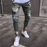 Men's Holes Zipper Slim Jeans GBBF-1890