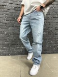 Men's Casual Holes Loose Straight Jeans GBBF-662073