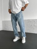 Men's Printed Solid Color Loose Wide Leg Jeans GBBF-1132