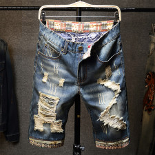 Men's Holes Embroider Denim Short  GBBF-780