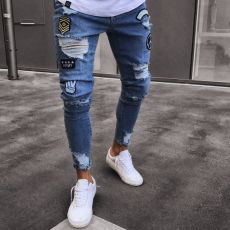 Men's Holes Zipper Slim Jeans GBBF-1890