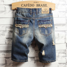 Men's Holes Embroider Denim Short  GBBF-780