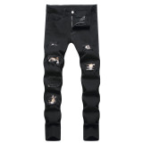 Men's Fashion Holes Solid Color Tight Jeans GBBF-702